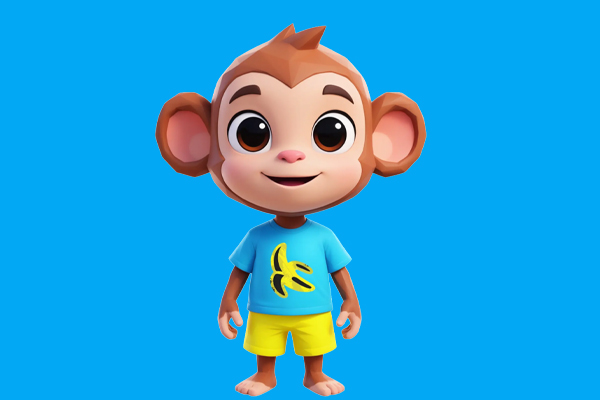 Cute pixel art monkey character created for the BananaBoy video game, designed in a colorful 2D platformer style